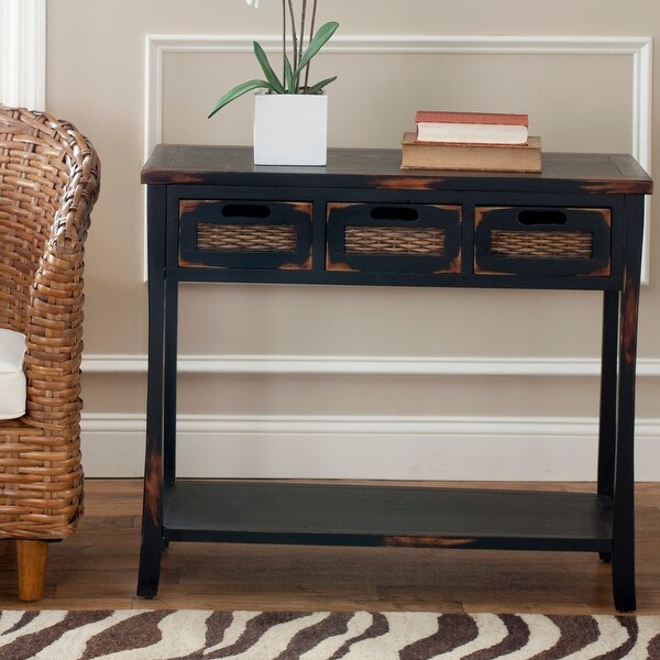 SAFAVIEH Corby Distressed 3-Drawer Black Console Table - 34