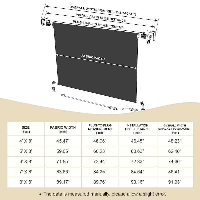 Aoodor 5% Openness Cordless Solar Fabric Roller Shade, 95% UV Protection Blinds