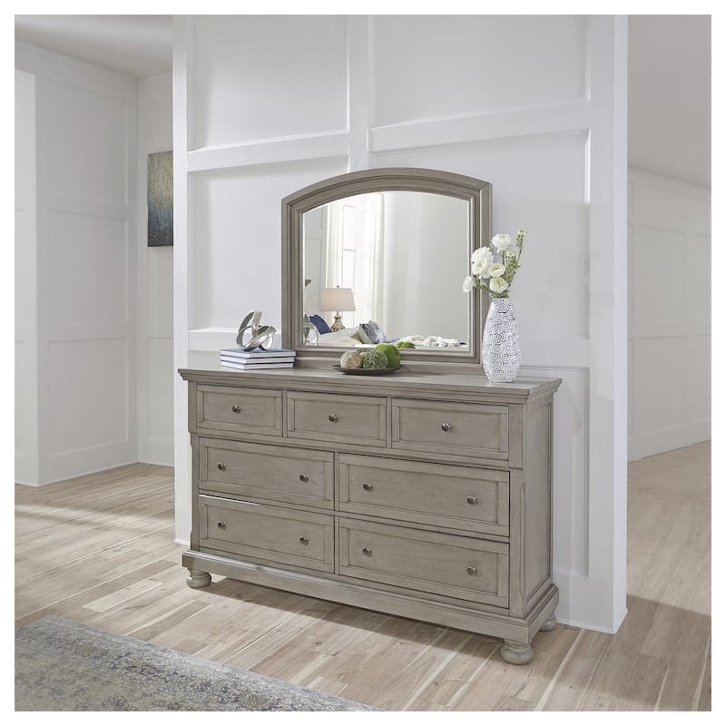 Signature Design by Ashley Lettner Light Gray Dresser and Mirror - Light Gray - 7-drawer