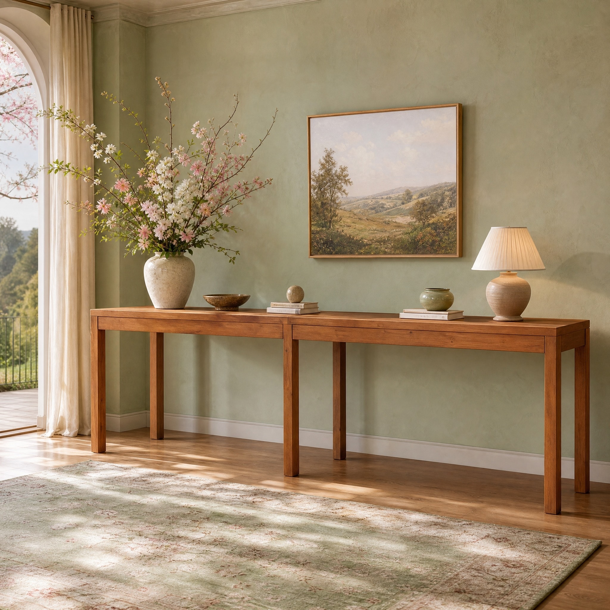 95 Inch Solid Wood Console Table, Extra Long Rectangular Entryway Table, Sofa Table Behind the Couch