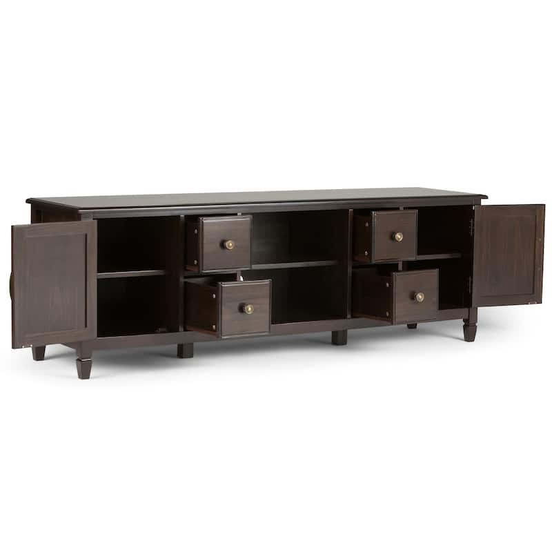 WYNDENHALL Hampshire SOLID WOOD 72 inch Wide Traditional TV Media Stand For TVs up to 80 inches - 72"w x 18"d x 24" h