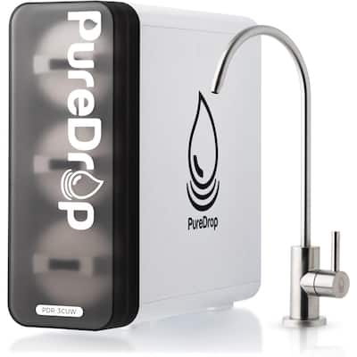 PDR-3CUW 0.01μm 3-Stage Ultra-Filtration Under Sink Water Filter System, Tankless, Chlorine, Bad Taste & Odor, No Waste Water