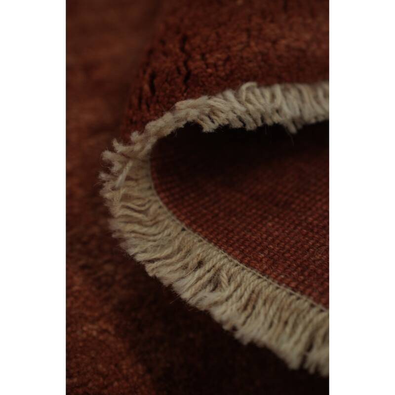 Hand Knotted Oriental 100% Wool Carpet Modern Contemporary Oranges & Rust Gabbeh Runner Rug - 9' 11'' X 2' 11''