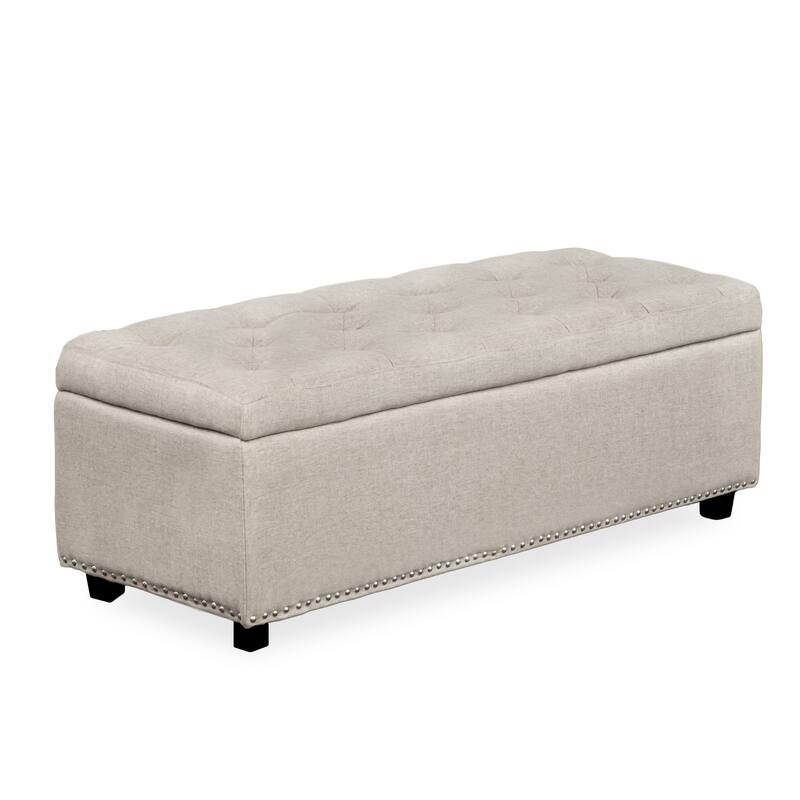 DH Basic Modern Brian 48-inch Rectangular Linen Storage Ottoman Bench by Denhour