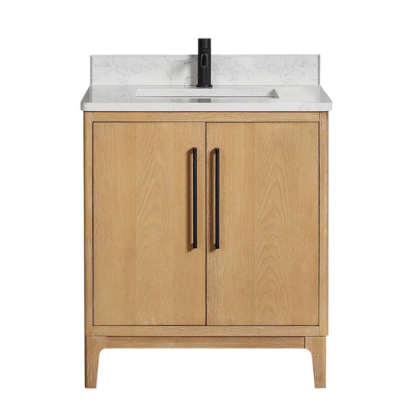 Miseno MV-NM-GARA30-GWT Gara 30" Free Standing Single Basin Vanity Set - Washed Ash Grey - Ash Finish