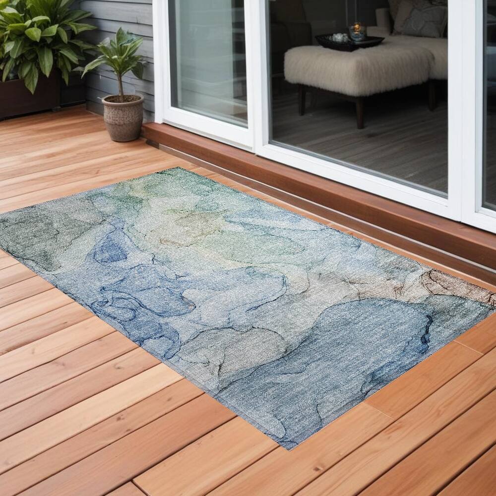 Dava Contemporary Abstract Weather Resistant Versatile Elegance Outdoor Rug