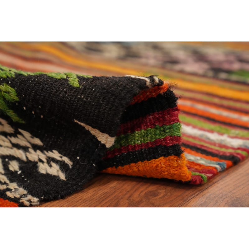 Hand Woven Oriental 100% Wool Carpet Southwestern Tribal Multi-Colored Kilim Area Rug - 9' 4'' X 6' 0''