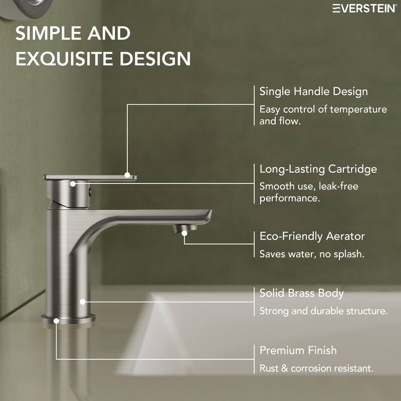 Single Hole Bathroom Faucet with Drain Assembly, Single Handle Bathroom Sink Faucet