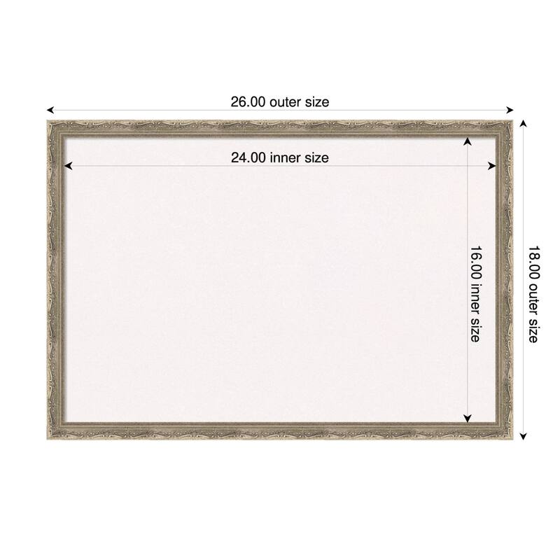 Mila Dark Silver Wood Framed Cork Board - Bulletin Board, Organization Board, Pin Board - White - 26 x 18 in