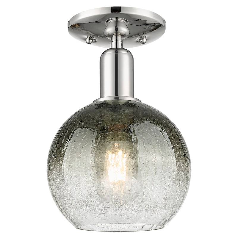 Innovations Lighting Downtown Urban - Brookhaven Globe - 1 Light 8" Semi-Flush Mount Light - Polished Nickel/Slate Shade