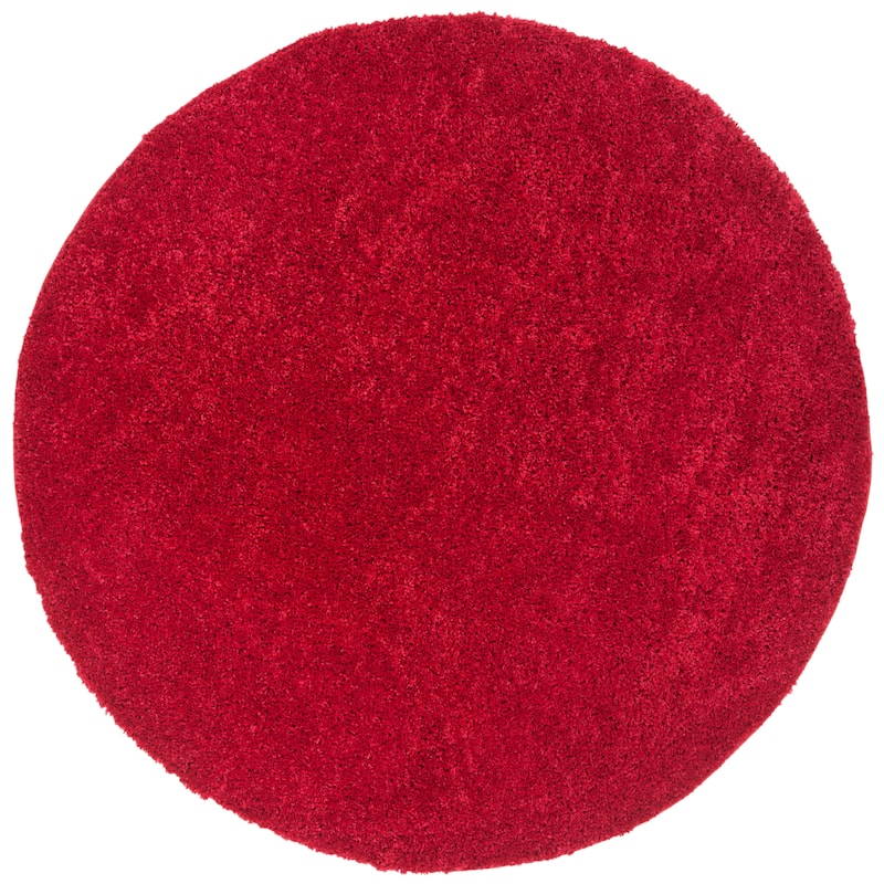 SAFAVIEH August Shag Solid 1.2-inch Thick Area Rug - 5'3" Round - Red