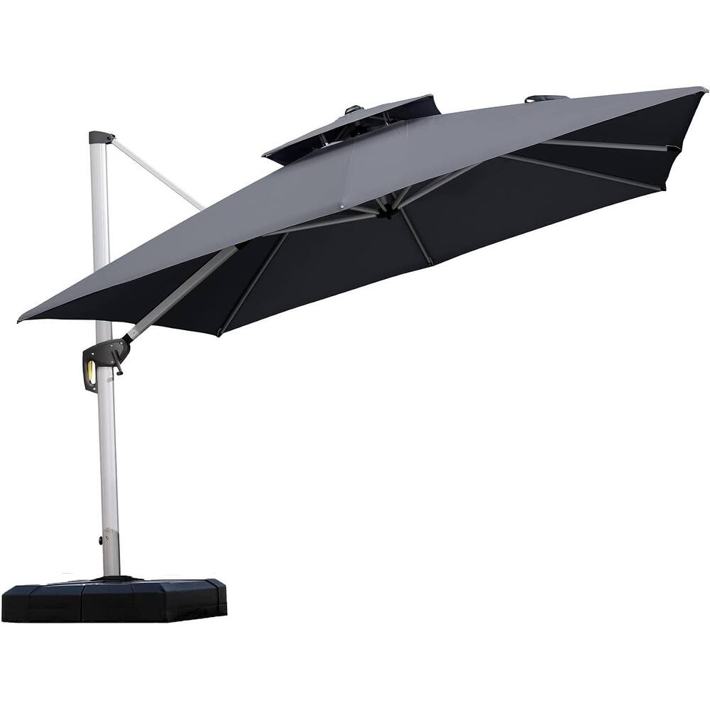 PURPLE LEAF 10ft Square 360 Degree Rotation Patio Offset Umbrella