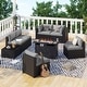 preview thumbnail 35 of 179, AOXUN Fire Pit Conversation Set Rattan Sofa Set Outdoor Furniture With Cushions Black-Light Grey - 8-Piece