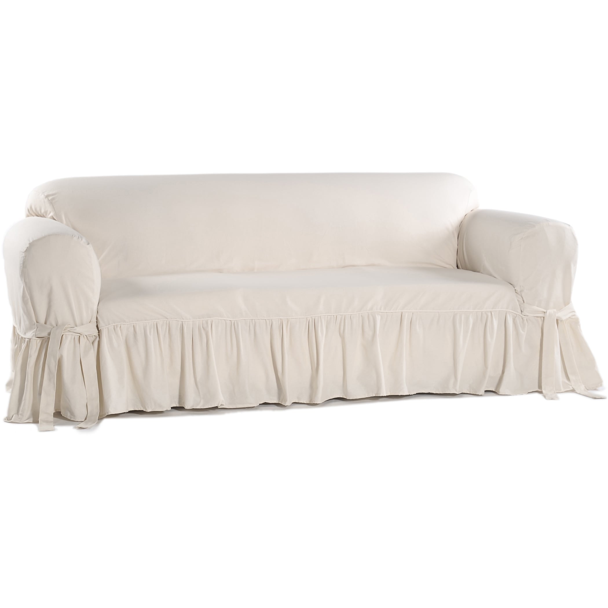 White ruffled slipcover store