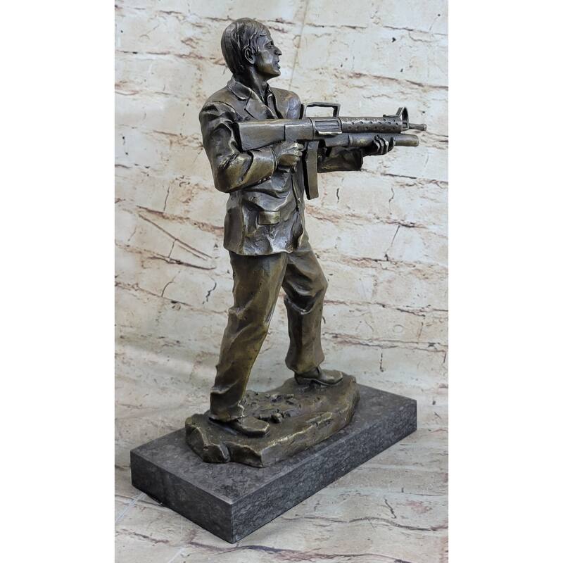 Al Pacino Scarface Say Hello To My Little Friend Bronze Statue Sculpture Figure Signed Art 14 Inches X 8 Inches