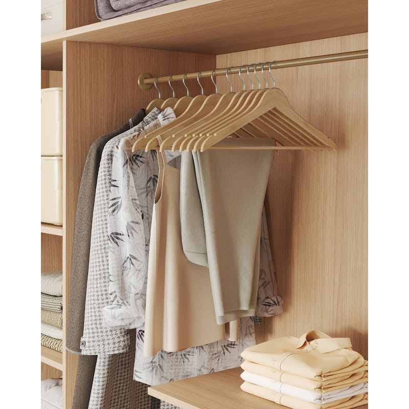 Birch Wood Hangers with Metal Hooks, Slim Design, and 360 Swivel