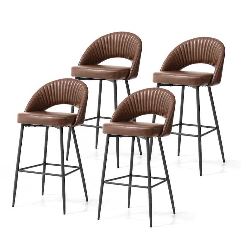 Glitzhome Set of 2 41"H Modern Tapered Leg Counter or Bar Stools Pub Chair