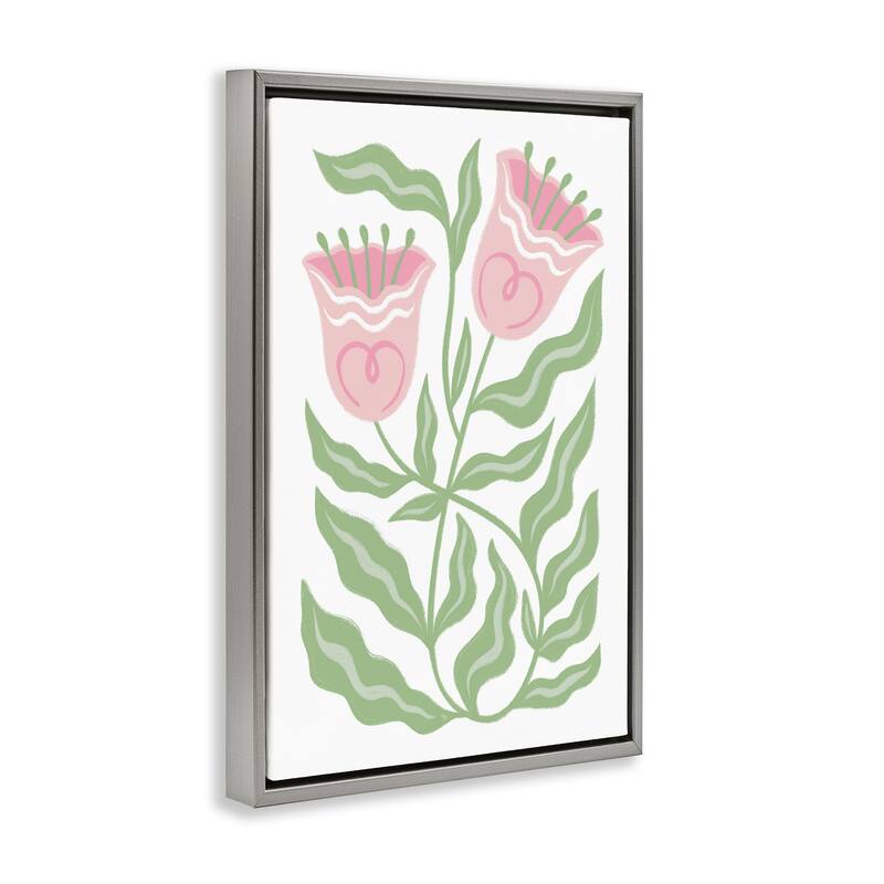 Stupell Pink Tulip Twin Blossoms Framed Floater Canvas Wall Art Design By Martina Pavlova