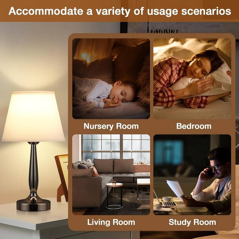 Touch Table Lamp for Bedroom, Small Bedside Lamp