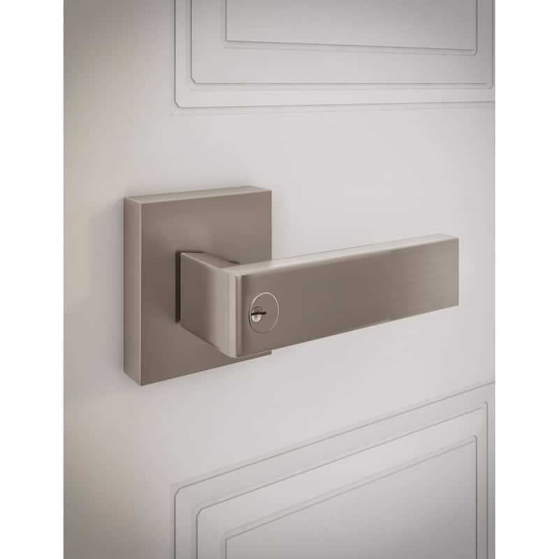 Design House 581124 Karsen Modern 2-Way Adjustable Keyed Entry Lever Satin Nickel