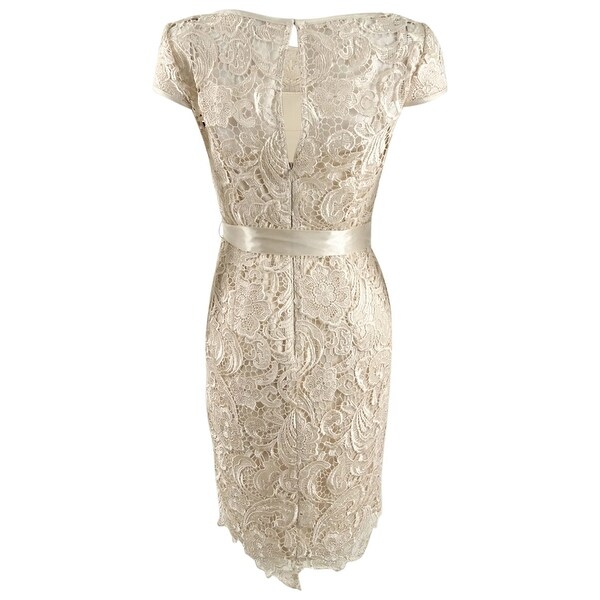adrianna papell lace illusion gown