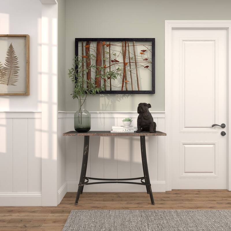 Multi Colored Metal Cutout Bird Home Wall Decor with Tree Branch Accents and Black Metal Frame