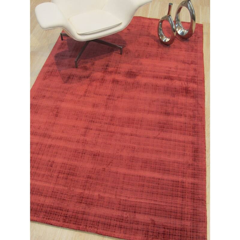 Red Handwoven Viscose Contemporary Milano Rug, 8'9 x 11'9, Vibrant Modern Design - L