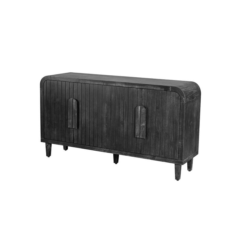 59'' Farmhouse Curved Vintage Storage Sideboard with Large Wooden Handles, Adjustable Shelves for Kitchen,Dining Room