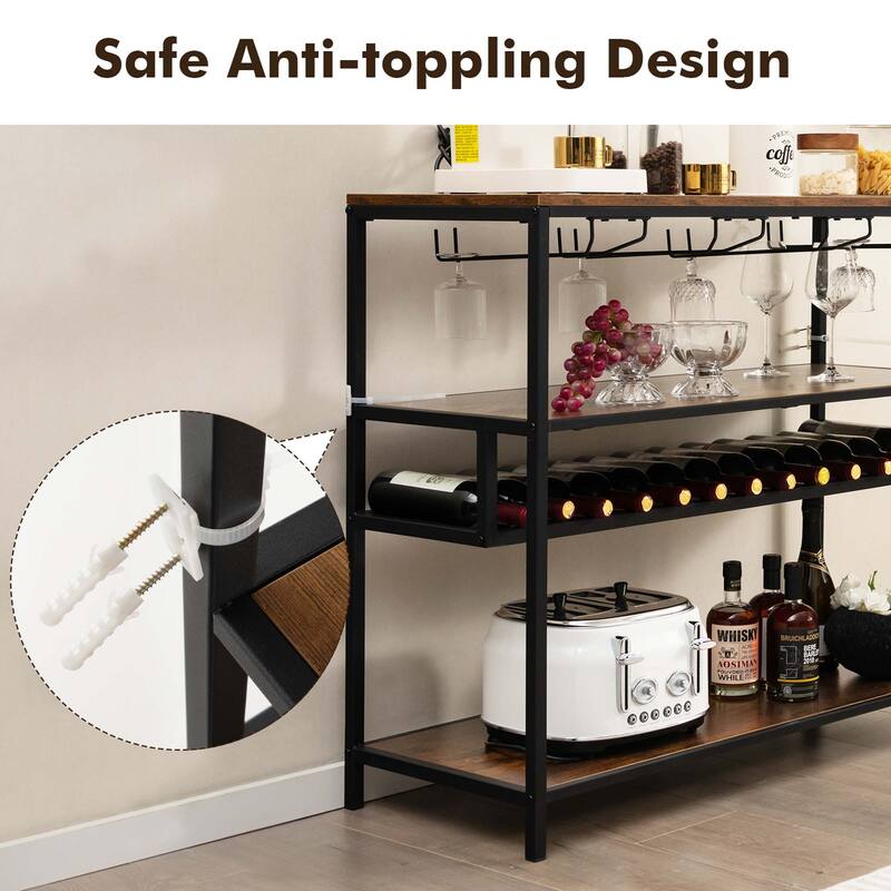 Costway Rustic Wine Rack Table 13 Bottles Wine Bar Cabinet - See Details