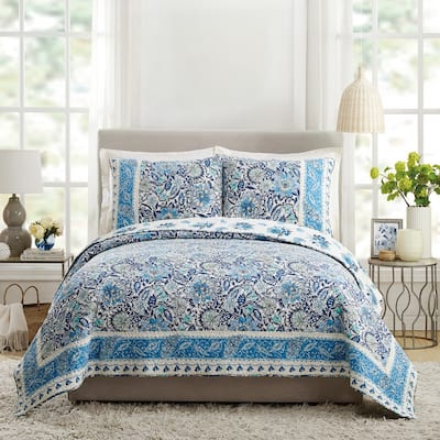 Dena Home Bisou Floral Full/Queen Quilt Set, 3 Pieces