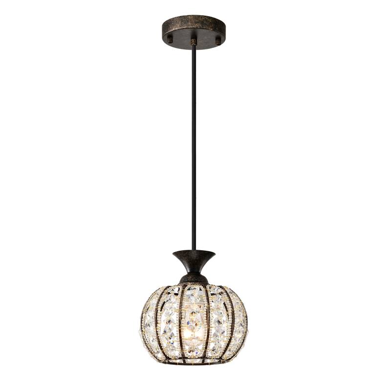 Doree Crystal Adorned Antique Bronze Pendant Lamp - Antique-Bronze