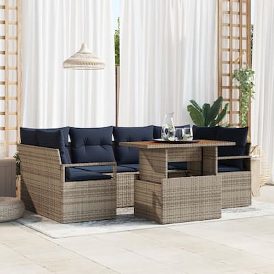 vidaXL 7 Piece Garden Sofa Set with Cushions - 92.1×48×27.2