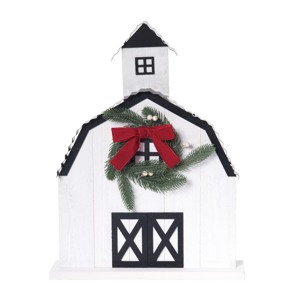 Transpac Wood 17.99 in. Off-White Christmas Layered Barn Table