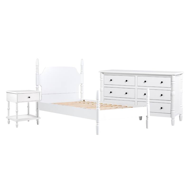 Walker Edison Twin Bed with Dresser and 1-Drawer Nightstand Bedroom Set
