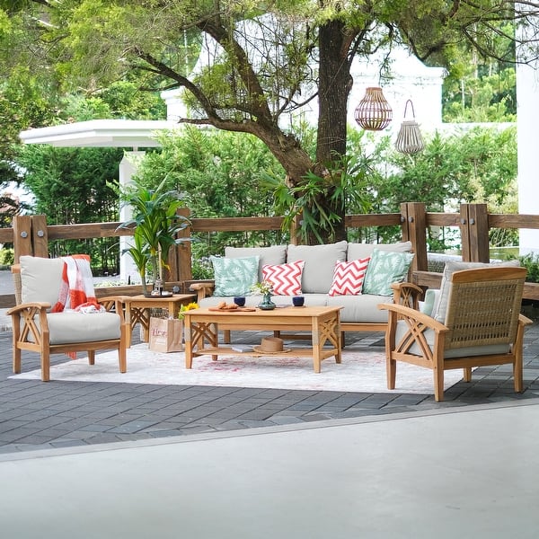 slide 2 of 38, Cambridge Casual Carmel 5-Piece Teak Patio Conversation Set