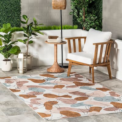 Nuloom Deisy Abstract Floral Machine Washable Indoor/Outdoor Area Rug