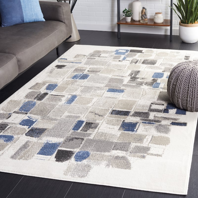 SAFAVIEH Pyramid Byrdie Casual Rug - 8' x 10' - Ivory/Grey Navy