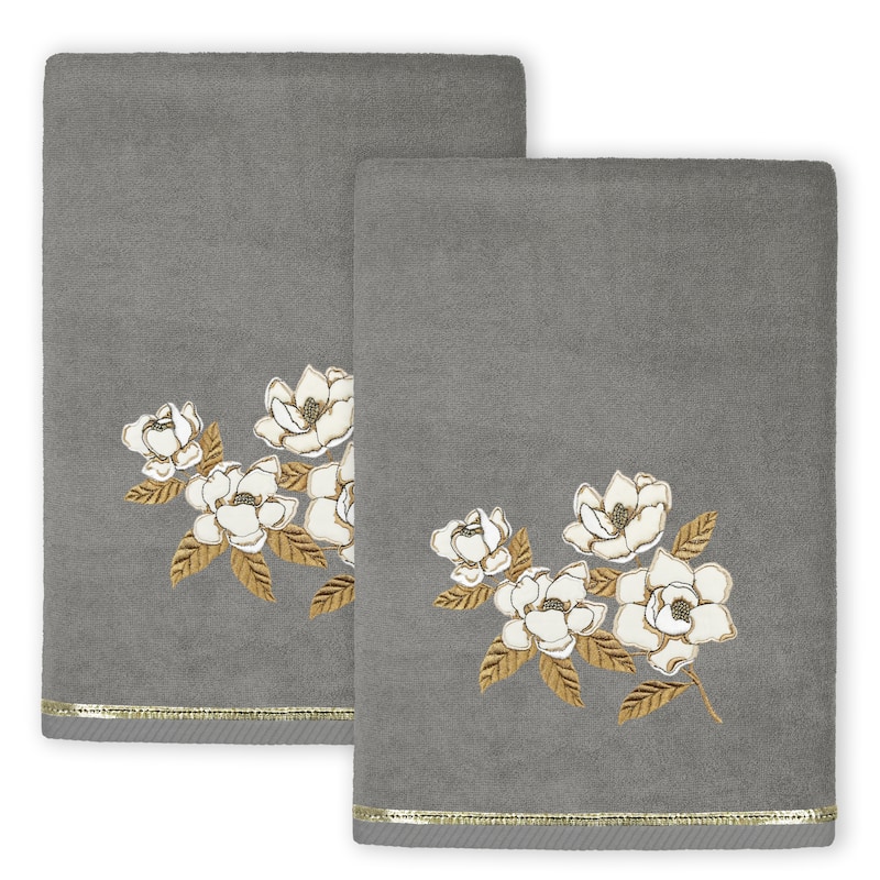 Authentic Hotel and Spa Turkish Cotton Maggie 2 PC Bath Towel Set - Charcoal