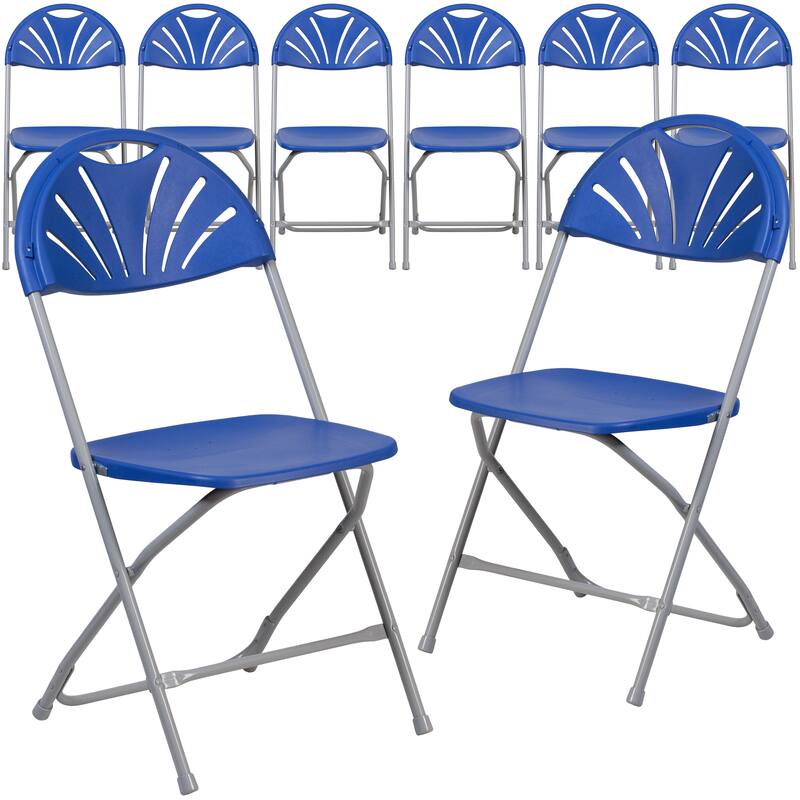 8 Pack 650 lb. Capacity Plastic Fan Back Folding Chair