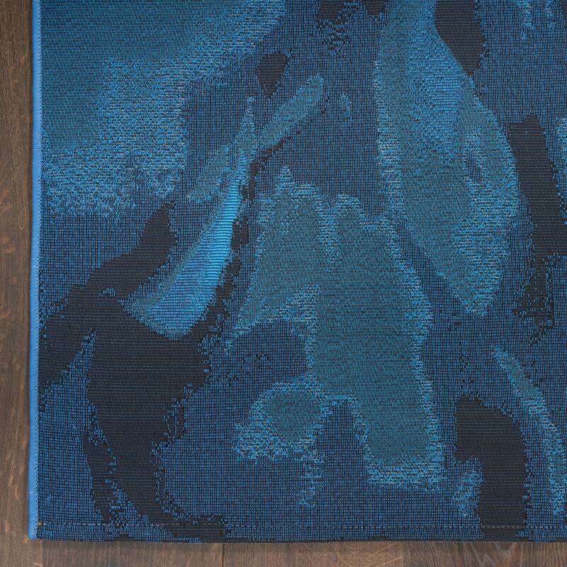 Nourison Color Splash Indoor/Outdoor Blue Abstract Area Rug
