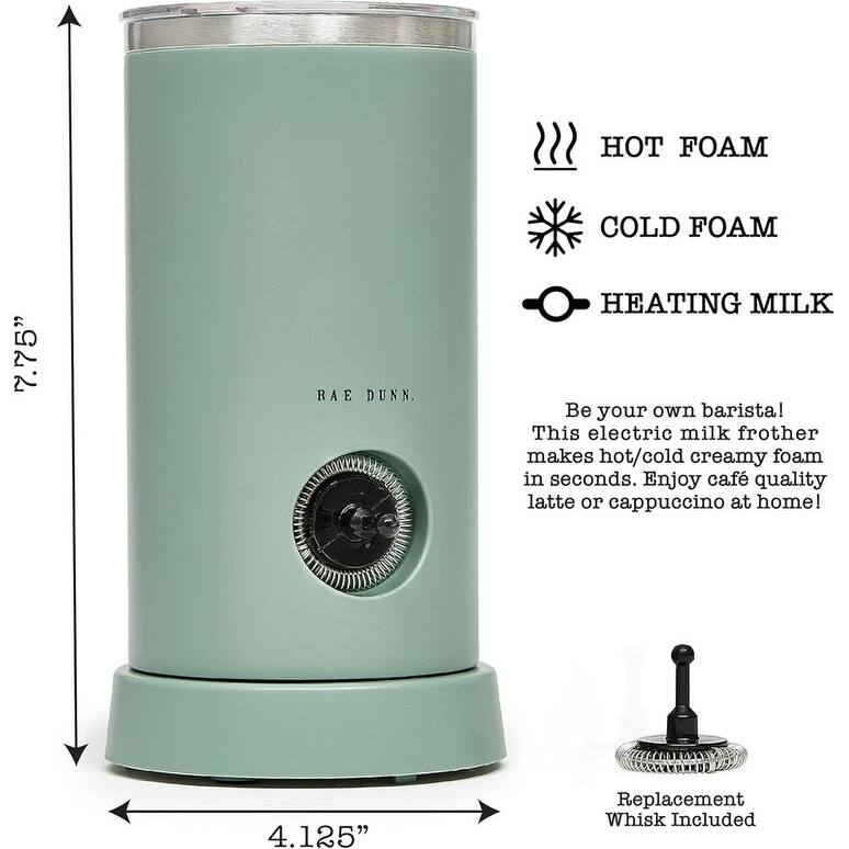 Rae Dunn Electric Milk Frother Steamer -Automatic Milk Steamer and Frother, Hot and Cold Foam Maker- 550 Watt
