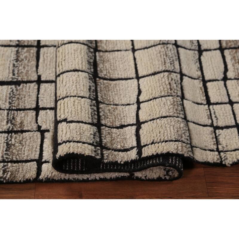 All-Over Moroccan Modern Area Rug Handmade Wool Carpet - 5'3" x 8'3"