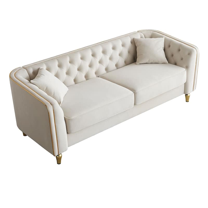 87.01"Modern Tufted Velvet Sofa ,Stylish And Comfortable For Living Room Sofa,Hotel Apartment