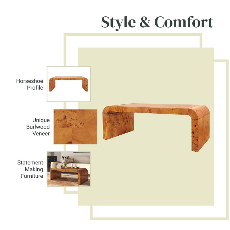 NPD Furniture Adriel Burl Wood Coffee Table