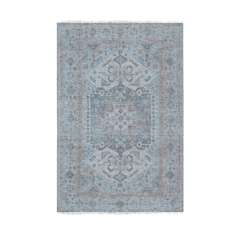 Ivory Hand-Woven Wool Oriental Design Rug by EORC | Elegant