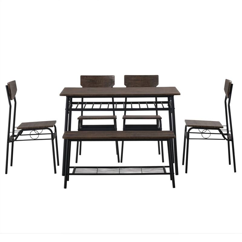 Steel Frame 6-Piece Modern Dining Set for Kitchen