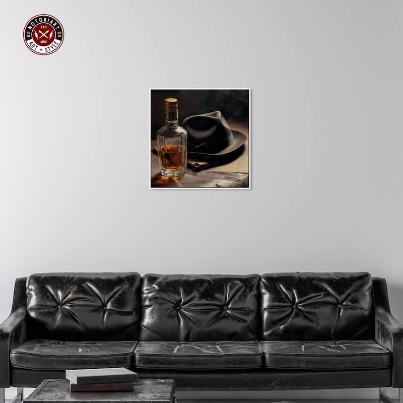 Notoriart Whiskey And Vintage Hat Ii Framed Bar Cart Art For Men