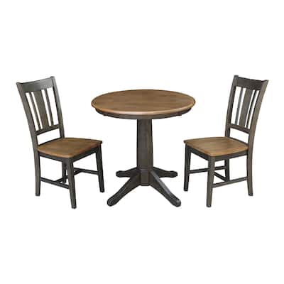 30" Round Top Pedestal Table With 2 San Remo Chairs - 3 Piece Set