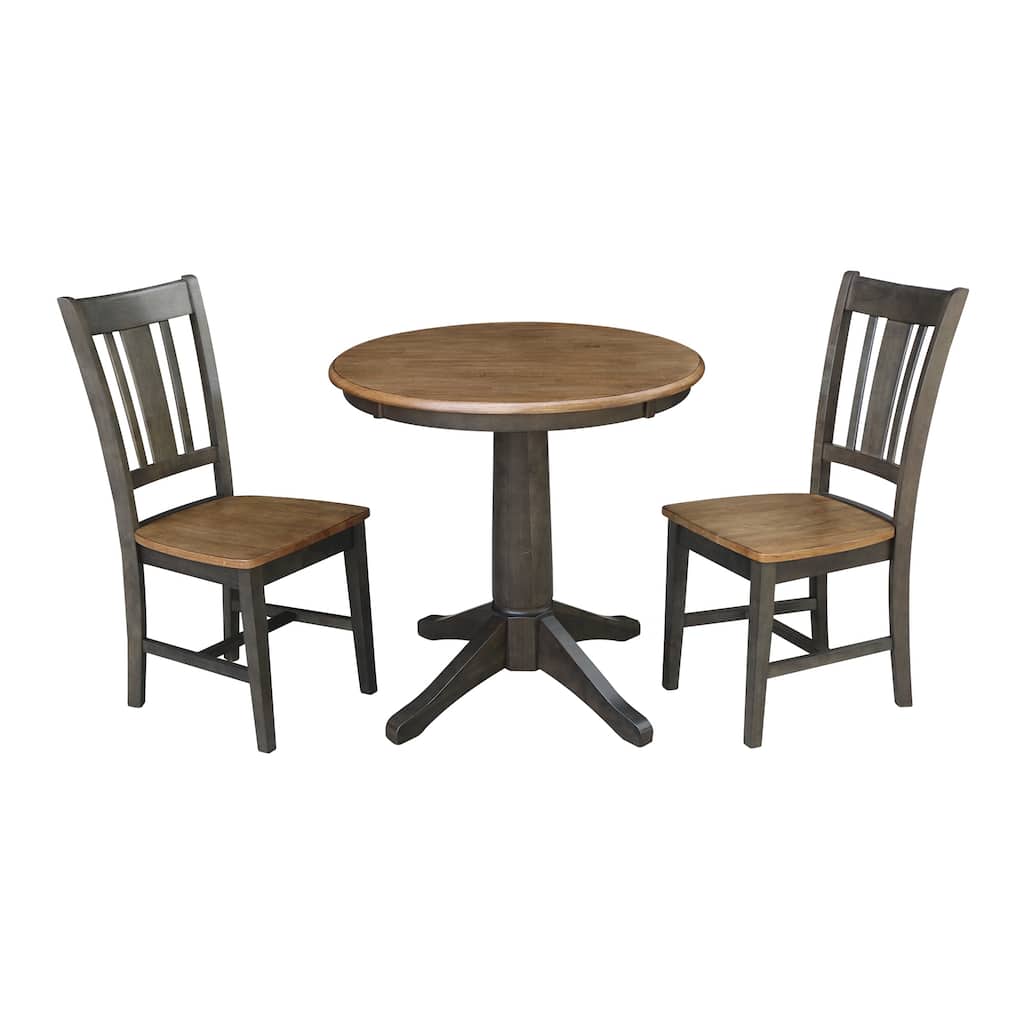 30" Round Top Pedestal Table With 2 San Remo Chairs - 3 Piece Set
