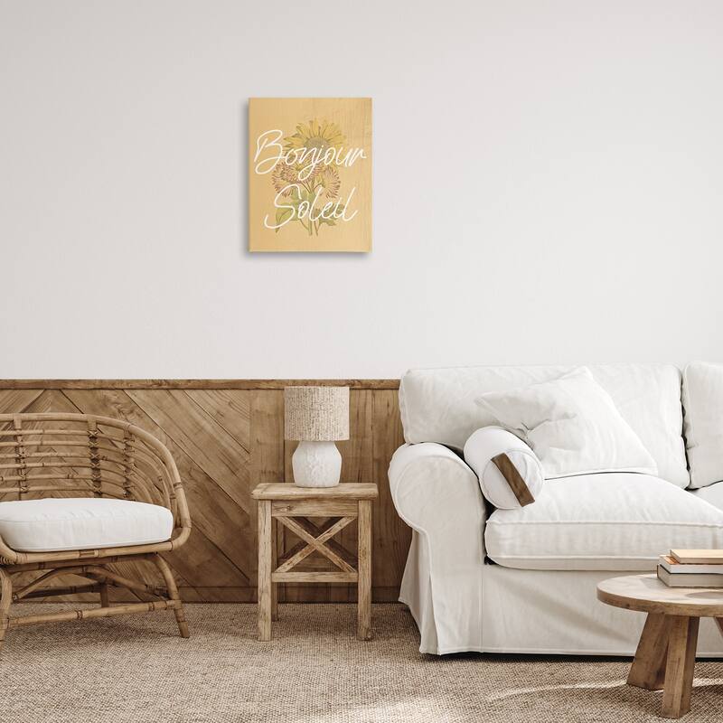 Stupell Hello Sunshine French Phrase Canvas Wall Art Design By Lil' Rue
